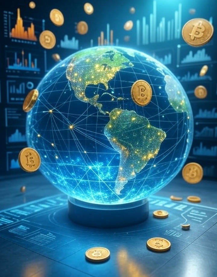 Infographic showing blockchain use in banking, payments, and cross-border finance in 2025